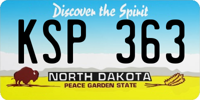 ND license plate KSP363
