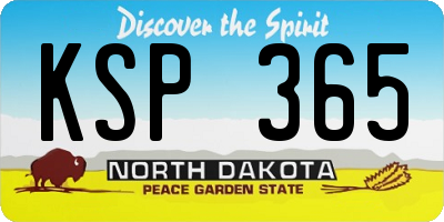 ND license plate KSP365