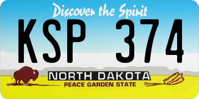 ND license plate KSP374