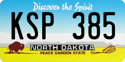 ND license plate KSP385