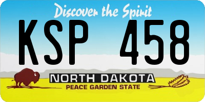 ND license plate KSP458
