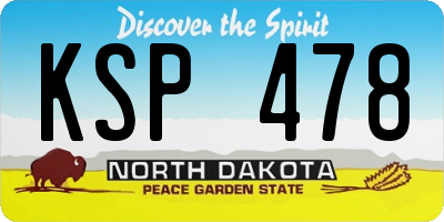 ND license plate KSP478