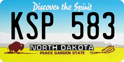 ND license plate KSP583