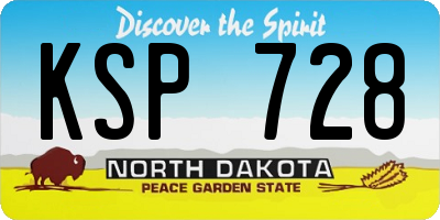 ND license plate KSP728