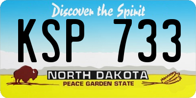 ND license plate KSP733