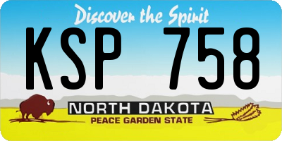ND license plate KSP758