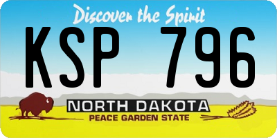 ND license plate KSP796