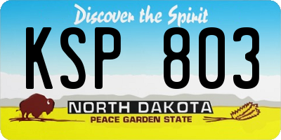 ND license plate KSP803