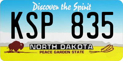 ND license plate KSP835