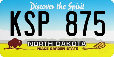 ND license plate KSP875