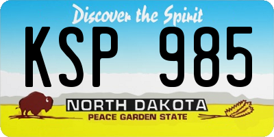 ND license plate KSP985