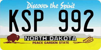 ND license plate KSP992