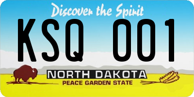 ND license plate KSQ001