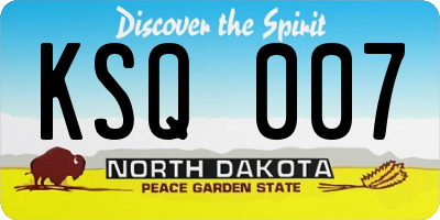 ND license plate KSQ007
