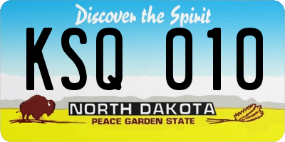 ND license plate KSQ010