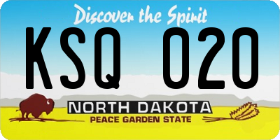ND license plate KSQ020
