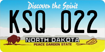 ND license plate KSQ022