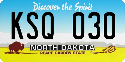 ND license plate KSQ030