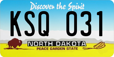 ND license plate KSQ031