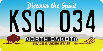 ND license plate KSQ034