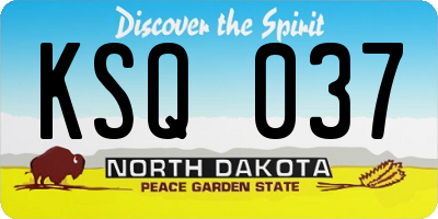 ND license plate KSQ037