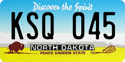 ND license plate KSQ045