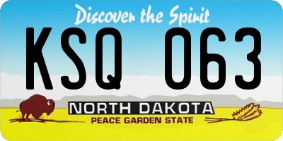 ND license plate KSQ063