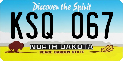 ND license plate KSQ067