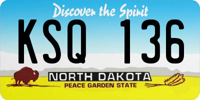 ND license plate KSQ136