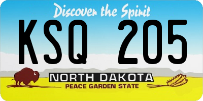 ND license plate KSQ205