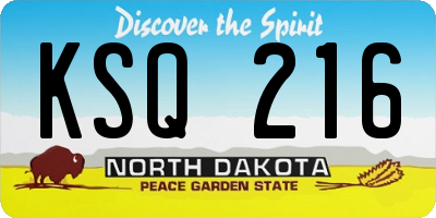 ND license plate KSQ216