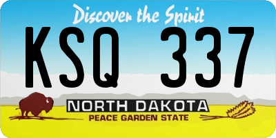 ND license plate KSQ337