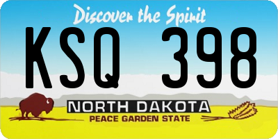 ND license plate KSQ398