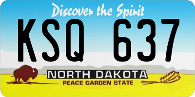 ND license plate KSQ637