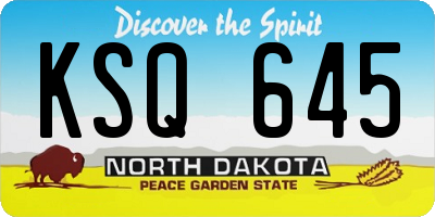 ND license plate KSQ645