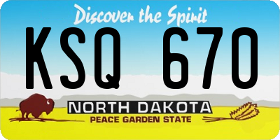 ND license plate KSQ670