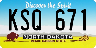 ND license plate KSQ671