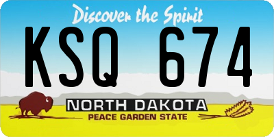 ND license plate KSQ674