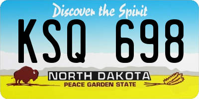 ND license plate KSQ698