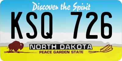 ND license plate KSQ726