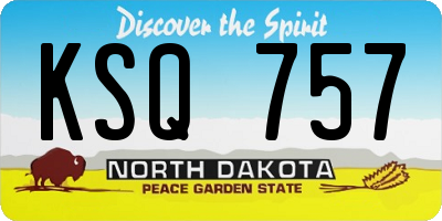 ND license plate KSQ757