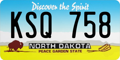 ND license plate KSQ758