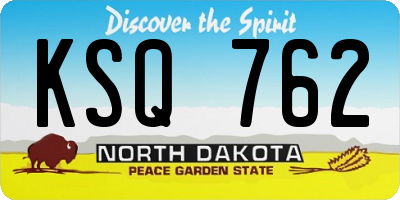 ND license plate KSQ762