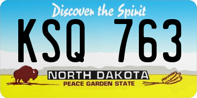 ND license plate KSQ763