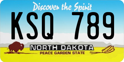 ND license plate KSQ789