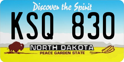 ND license plate KSQ830