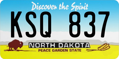 ND license plate KSQ837