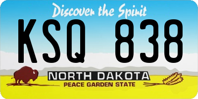 ND license plate KSQ838