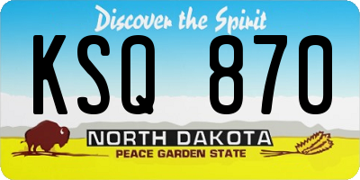 ND license plate KSQ870