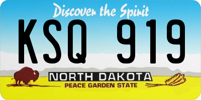 ND license plate KSQ919